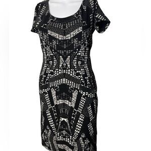 H&M Aztec Print Bodycon Mini Dress Black & White Size Medium